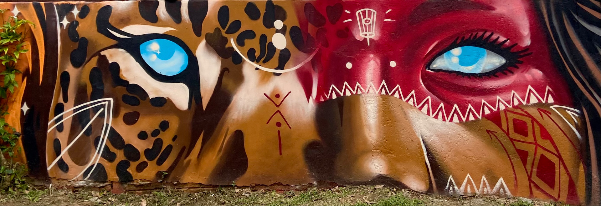 Mural de grande escala de Leo Costanzo em fachada de concreto